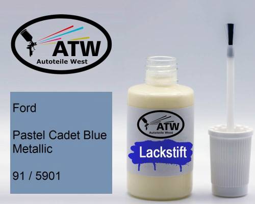 Ford, Pastel Cadet Blue Metallic, 91 / 5901: 20ml Lackstift, von ATW Autoteile West.